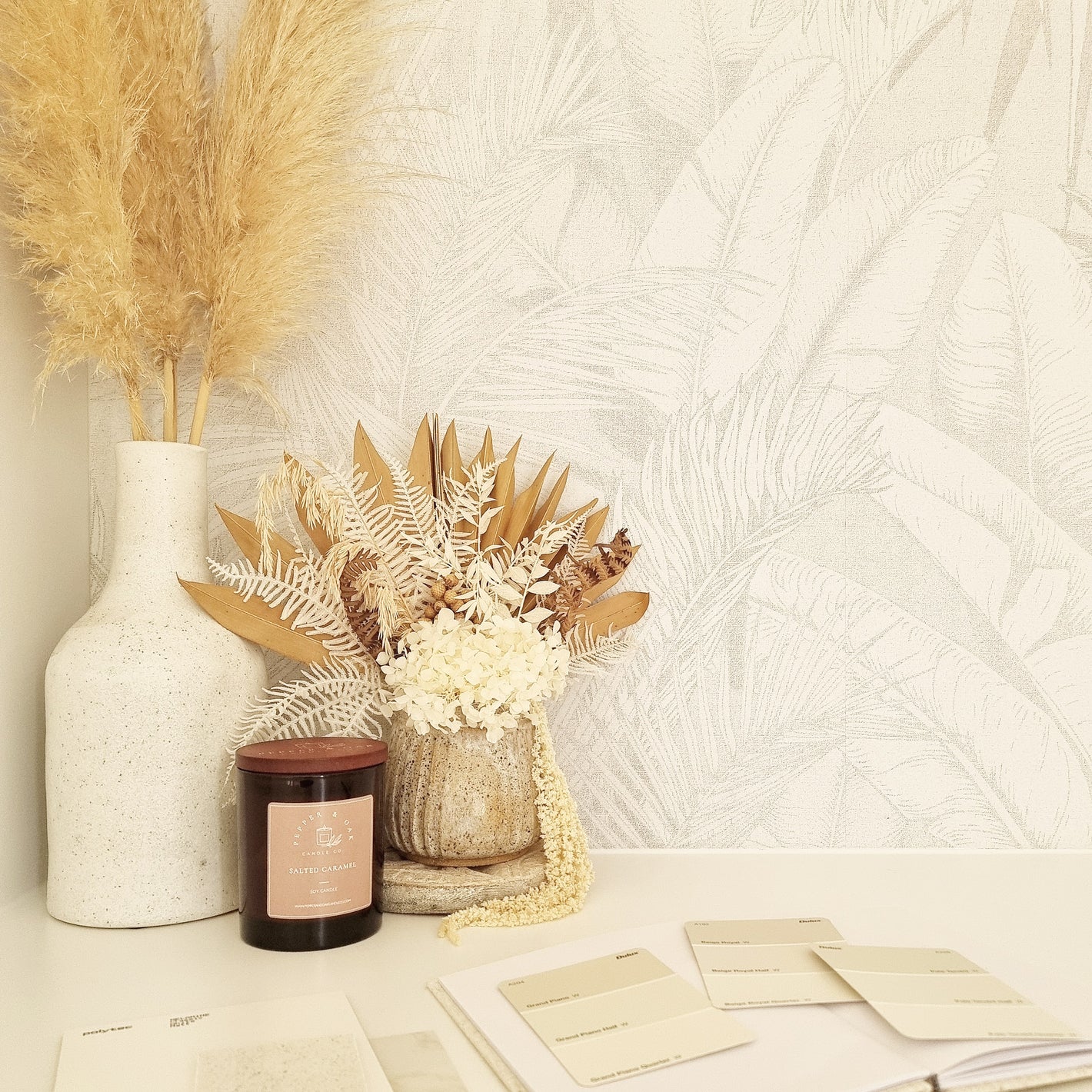 Pepper and Oak Candle in Workspace