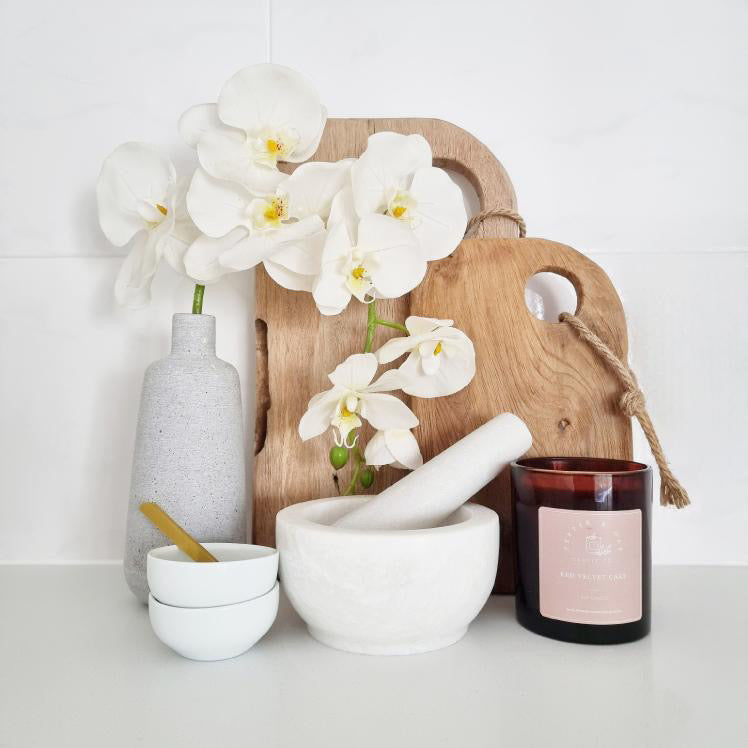 Pepper & Oak candle in the kitchen