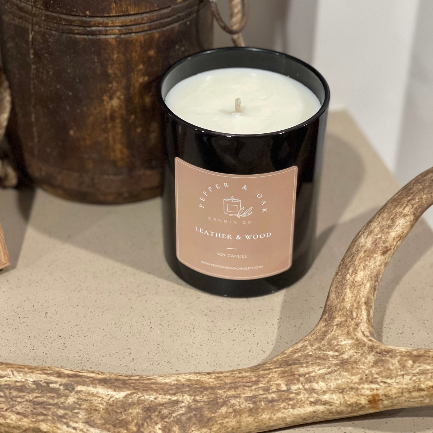Leather & Wood Soy Candle